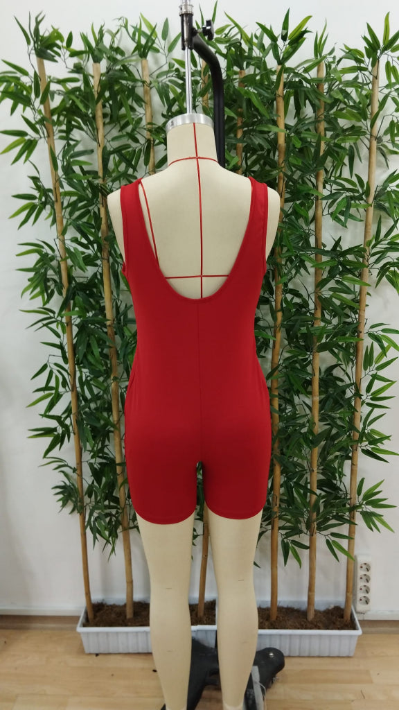 Kadın Kare Yaka Sırt Dekolte Detay Dalgıç Bodycon Mini Tulum