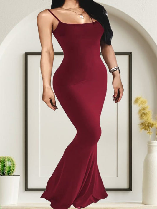 Kadın Kolsuz Askılı Bodycon Uzun Viskon Elbise