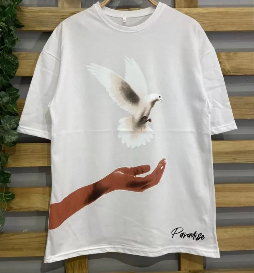 Dijital Baskılı T-Shirt - Beyaz