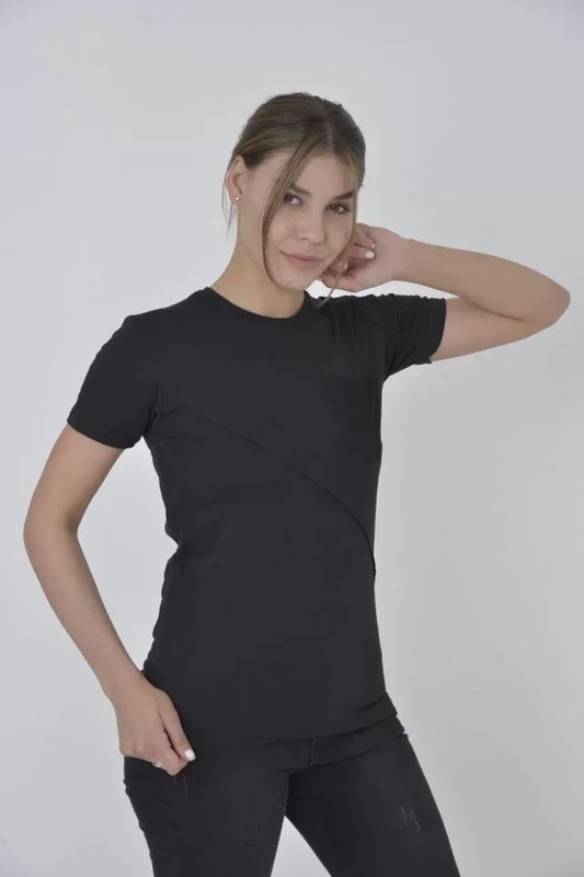 File Cepli Slim Fit T-shirt - Siyah